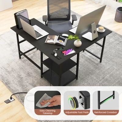 Tangkula L Shaped Corner Computer Desk Study Table W/Storage Shelves 6 Tangkula L Shaped Corner Computer Desk Study Table W/Storage Shelves - Image 4