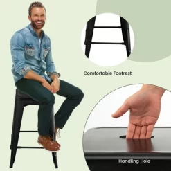 Tangkula 24" Set Of 4 Tolix Style Barstool Counter Height Metal Bar Stool Stackable Chair Black 16 Tangkula 24" Set Of 4 Tolix Style Barstool Counter Height Metal Bar Stool Stackable Chair Black -Tangkula GUEST 00de0a0d 34a0 4e55 a6b7 b46d5282955e