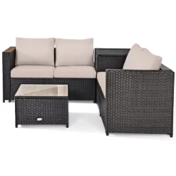 Tangkula 4 PCS Patio Rattan Furniture Set Wicker Conversation Set W/Storage Box 15 Tangkula 4 PCS Patio Rattan Furniture Set Wicker Conversation Set W/Storage Box -Tangkula GUEST 011afcad 9fa3 47f0 b34c 3bb877286d53