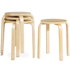 Tangkula Set Of 4 Stacking Bentwood Stool Round Dining Chair Backless Bar Stool -Tangkula GUEST 011cbe22 75b3 41d0 9294 e1e0b82e38a5