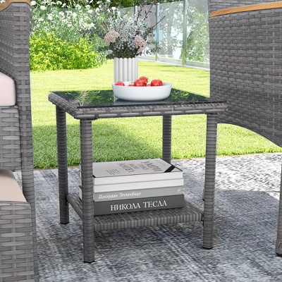 Tangkula 5 Pieces Wicker Patio Furniture Set PE Rattan Porch Chairs W/ Ottomans 5 Tangkula 5 Pieces Wicker Patio Furniture Set PE Rattan Porch Chairs W/ Ottomans - Image 3