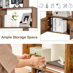 Tangkula 2 PCS Bookshelf W/ Cabinet 6-Tier S-Shaped Bookcase Storage Rack Rustic Brown 17 Tangkula 2 PCS Bookshelf W/ Cabinet 6-Tier S-Shaped Bookcase Storage Rack Rustic Brown -Tangkula GUEST 0157887e 3702 4290 acee edaceb8c8f71