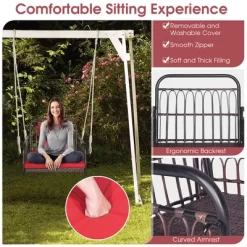 Tangkula Single Person Hanging Swing Outdoor Hanging Seat W/ Back Cushion & Seat Cushion -Tangkula GUEST 016335dc 61d9 4f42 9014 744a31fc5d97