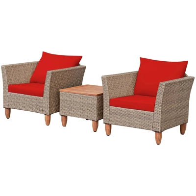 Tangkula 3 Piece Outdoor Rattan Sofa Set Wicker Conversation Furniture Set With Cushions 9 Tangkula 3 Piece Outdoor Rattan Sofa Set Wicker Conversation Furniture Set With Cushions - Image 7