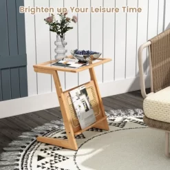 Tangkula 1pc/2pcs Z-shaped Side Table W/ Rattan Shelf Glass Top End Table W/ Magazine Rack Space-saving Sofa Side Bedside Table 14 Tangkula 1pc/2pcs Z-shaped Side Table W/ Rattan Shelf Glass Top End Table W/ Magazine Rack Space-saving Sofa Side Bedside Table -Tangkula GUEST 01d0af3d 95a5 4cd2 adc2 e3b40d6f14c4
