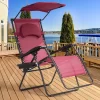 Tangkula Recling Zero Gravity Chair With Drink Tray & Sunshade, Wine