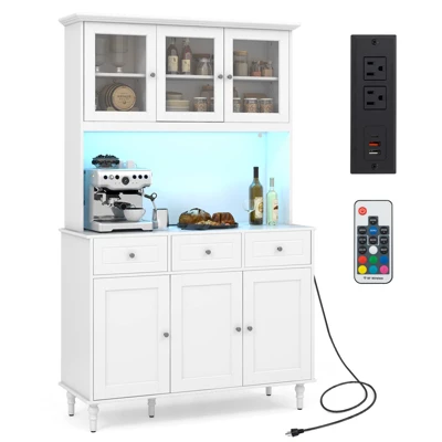Tangkula 77" Tall Kitchen Pantry Storage Cabinet With LED Lights And Power Outlets 11 Tangkula 77" Tall Kitchen Pantry Storage Cabinet With LED Lights And Power Outlets - Image 9
