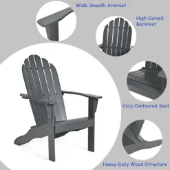 Tangkula 2PCS Wooden Classic Adirondack Chair Lounge Chair Outdoor Patio Grey -Tangkula GUEST 02a0cdce 666f 44e7 ae3b b548da0ede87