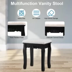 Tangkula Make-Up Vanity Table Dresser Set W/LED Light, Black Brown White 18 Tangkula Make-Up Vanity Table Dresser Set W/LED Light, Black Brown White -Tangkula GUEST 02a1df7e 208e 4bf2 82e0 349c7e470648