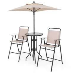 Tangkula 4PCS Bistro Set Folding Counter Height Chairs Round Bar Table & Umbrella Patio 17 Tangkula 4PCS Bistro Set Folding Counter Height Chairs Round Bar Table & Umbrella Patio -Tangkula GUEST 02fe9a14 e1bd 496e 9775 96bdacf21875