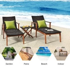 Tangkula 3PCS Chaise Lounge Set 4-Level Folding Chaise Lounge Adjustable Outdoor Beach With Wicker Side Table 19 Tangkula 3PCS Chaise Lounge Set 4-Level Folding Chaise Lounge Adjustable Outdoor Beach With Wicker Side Table -Tangkula GUEST 033589ef 155f 43b3 bbd6 c34d215144e8