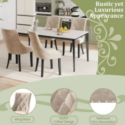 Tangkula Upholstered Dining Chairs Set Of 4 Tufted Wingback Chairs W/ Solid Wood Legs 17 Tangkula Upholstered Dining Chairs Set Of 4 Tufted Wingback Chairs W/ Solid Wood Legs -Tangkula GUEST 034ea432 6394 4085 92c5 96e0ca0a7256 1