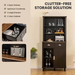 Tangkula Freestanding Buffet Hutch Kitchen Pantry Storage Cabinet W/ Sliding Doors -Tangkula GUEST 0371b196 3f31 4cf9 b3ca b6b11cfc489c