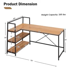 Tangkula 59" L-Shaped Computer Desk Large Reversible Corner Desk W/ Storage Shelves Space-Saving Writing Table PC Laptop Gaming Desk Black + Walnut -Tangkula GUEST 03825338 e9f0 401b 9791 ae87f3c847af