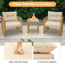 Tangkula 3PCS Patio Acacia Wood PE Wicker Furniture Set W/ Soft Seat & Back Cushions 17 Tangkula 3PCS Patio Acacia Wood PE Wicker Furniture Set W/ Soft Seat & Back Cushions -Tangkula GUEST 038d03d6 c7be 4995 af2c 1293b3ee445e