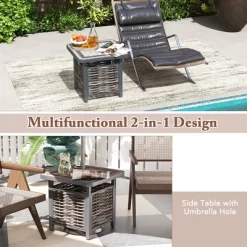 Tangkula 21.5 Inches Outdoor PE Rattan Side Table W/ Resin Tabletop Umbrella Hole 18 Tangkula 21.5 Inches Outdoor PE Rattan Side Table W/ Resin Tabletop Umbrella Hole -Tangkula GUEST 03d1969b 3659 4f4f aef4 0d0aa05f1246