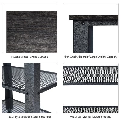 Tangkula Kitchen Utility Cart Industrial Coffee End Table W/Wheels Black/Silver 6 Tangkula Kitchen Utility Cart Industrial Coffee End Table W/Wheels Black/Silver - Image 4