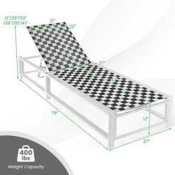 Tangkula 2PCS Patio Chaise Lounge Chair Outdoor Aluminum Adjustable 5-Position Recliner With Wheel For Garden Yard Pool -Tangkula GUEST 04095f98 1a16 4fec 90a4 3de6683048ab