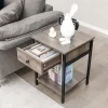 Tangkula Industrial End Side Table Nightstand With Drawer Shelf Rustic Grey Oak -Tangkula GUEST 041756ac 518f 4482 a33a e27439d524e6