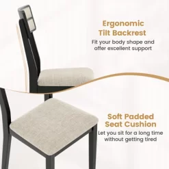 Tangkula Modern Dining Chairs Set Of 4 W/Tilt Backrest Rubber Wood Legs Soft Padded Seat -Tangkula GUEST 051439ba deb8 401a b240 73e74d539ad0