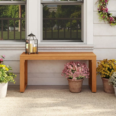 Tangkula 36 Inch Patio Bench All-Slat Acacia Wood Loveseat For 2 People 800 Lbs Capacity 4 Tangkula 36 Inch Patio Bench All-Slat Acacia Wood Loveseat For 2 People 800 Lbs Capacity - Image 2