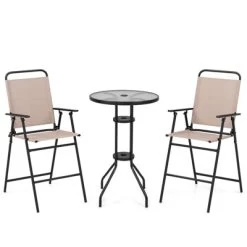 Tangkula 3PCS Bistro Set Folding Chairs Round Bar Table W/ 1.6" Umbrella Hole Yard Patio 17 Tangkula 3PCS Bistro Set Folding Chairs Round Bar Table W/ 1.6" Umbrella Hole Yard Patio -Tangkula GUEST 05f96631 fab3 44b7 bc0a 228d3882db80
