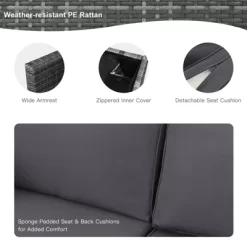 Tangkula 9 PCS Rattan Dinning Set Wicker Sofa W/Propane Gas Fire Pit 60,000 Btu Heater -Tangkula GUEST 060e81d4 2c24 4b41 bf4f 46c96265b214