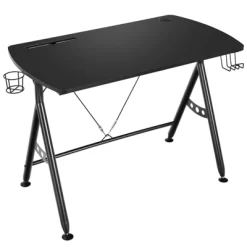 Tangkula Gaming Desk Y-Shaped Computer Table W/Cup Holder & Phone Slot For Home Office Black -Tangkula GUEST 065174d5 f110 474e 913d 589821b3eb83