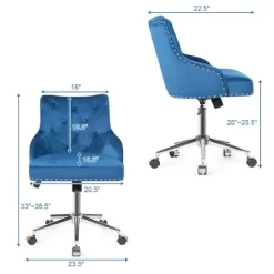 Tangkula Velvet Desk Chair Upholstered 360°Swivel Height Adjustable Rolling Office Chair For Office Bedroom Living Room -Tangkula GUEST 066bc474 5df7 4b57 a707 8de4dc9e2002