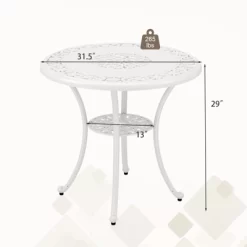 Tangkula Patio Cast Aluminum Dining Table 31.5” Outdoor Bistro Table W/ Umbrella Hole All-Weather Classic Round Dining Table -Tangkula GUEST 066d9946 1b4a 4683 9cd0 ae3712488b19
