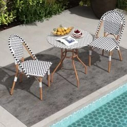Tangkula 3 Piece French Bistro Table Chair Set Outdoor Wicker Round Table & 2 Dining Chairs -Tangkula GUEST 0695f487 6abf 4881 a6b2 173cab503aa7