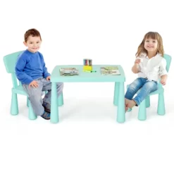 Tangkula Kids Table And 2 Chairs Set Children Play Activity Table Furniture Set Blue/Pink/White/Green -Tangkula GUEST 06bdab7c 2a1c 403a 8857 53927e7d2c9c