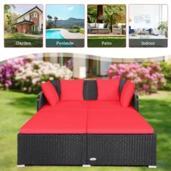 Tangkula Patio Rattan Daybed With 4 Pillows Cushioned Sofa For Outdoor 19 Tangkula Patio Rattan Daybed With 4 Pillows Cushioned Sofa For Outdoor -Tangkula GUEST 06d5cbf9 683c 4092 acb2 69f796b2a4aa