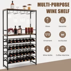 Tangkula 32 Bottles Drinks Rack Rustic Drinks Storage Holder Freestanding W/ Glass Holder 15 Tangkula 32 Bottles Drinks Rack Rustic Drinks Storage Holder Freestanding W/ Glass Holder -Tangkula GUEST 06de6499 2f66 4d9e baeb ebb7b0fd959d