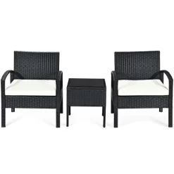 Tangkula 3 Pieces Patio Set Outdoor Wicker Rattan Furniture W/ Cushions -Tangkula GUEST 0747d272 2ce5 4beb 9161 693fda39ffb3