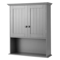 Tangkula Wall Mounted Bathroom Cabinet Medicine Cabinet Storage Organizer With 2 Doors & Adjustable Shelf Grey/White -Tangkula GUEST 07702672 34e9 4f83 be00 07f958a3f32c