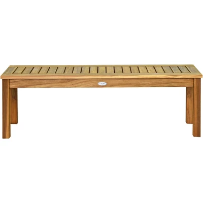 Tangkula Set Of 2 Acacia Wood Bench Dining Bench Patio Garden W/ Slatted Seat Teak 8 Tangkula Set Of 2 Acacia Wood Bench Dining Bench Patio Garden W/ Slatted Seat Teak - Image 6