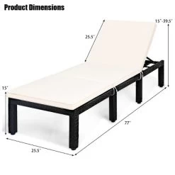 Tangkula 2PCS Cushioned Patio Rattan Chaise Lounge Chair Recliner W/ Adjustable Height -Tangkula GUEST 07a8aac7 e103 4968 a07e 644659fadf9c