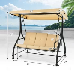 Tangkula 3-Seat Outdoor Converting Patio Swing Glider Adjustable Canopy Porch Swing -Tangkula GUEST 07dba4f0 8331 4b5c b8f4 d5c48b87bba2