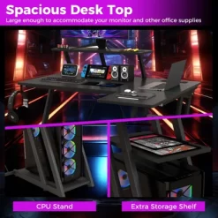 Tangkula Computer Desk W/ Built-in Charge Station Metal Frame Gaming Desk W/ Monitor Shelf Modern Writing Desk Workstation Table Black/White/Pink -Tangkula GUEST 081970b5 b436 45d3 b02c 17399ef8f4fd