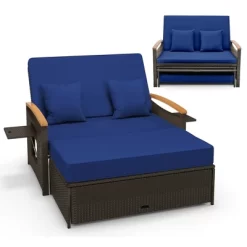 Tangkula Outdoor Wicker Daybed Patio Loveseat & Storage Ottoman Set W/ Navy Cushions 21 Tangkula Outdoor Wicker Daybed Patio Loveseat & Storage Ottoman Set W/ Navy Cushions -Tangkula GUEST 08326858 ce2a 48fe 875f 406ba601b4d5