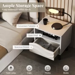 Tangkula Nightstand W/ Drawer 3D Wavy Pattern & Open Shelf Small Sofa Couch Side Table -Tangkula GUEST 08534705 31aa 483a acea 0687e6fd7703