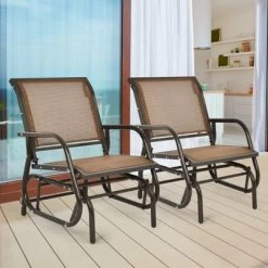 Tangkula Outdoor Single Glider Chair Rocking Seating Lounging Chair With Armrest Brown/Grey 9 Tangkula Outdoor Single Glider Chair Rocking Seating Lounging Chair With Armrest Brown/Grey -Tangkula GUEST 08963beb 0d20 48c6 9f85 cdeca4383e1c