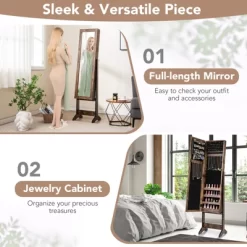 Tangkula Jewelry Mirrored Cabinet Armoire Organizer Storage Box W/ Stand Christmas Gift -Tangkula GUEST 08d3eb70 99ca 42ab a300 7b52aca0cab4