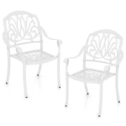 Tangkula Set Of 2 Cast Aluminum Patio Dining Chairs Stackable Outdoor Dining Chairs With Armrests Outdoor Bistro Chairs White 19 Tangkula Set Of 2 Cast Aluminum Patio Dining Chairs Stackable Outdoor Dining Chairs With Armrests Outdoor Bistro Chairs White -Tangkula GUEST 08f73d56 31fc 46d8 9190 fc283196fa20