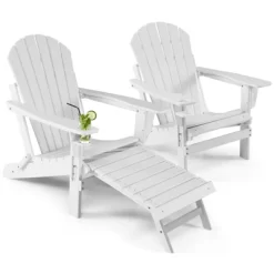 Tangkula 2PCS Adirondack Chair W/Ergonomic Design&Ottoman Outdoor Armchair HDPE Chair For Yard&Patio Black/Coffee/Grey/Turquoise/White -Tangkula GUEST 0902739a 6785 4466 b449 2dfb83fd0425