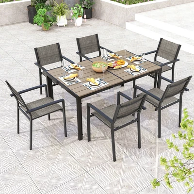 Tangkula 59" X 35" Large Rectangle Outside Table W/ Metal Legs Accommodate Up To 6 4 Tangkula 59" X 35" Large Rectangle Outside Table W/ Metal Legs Accommodate Up To 6 - Image 2