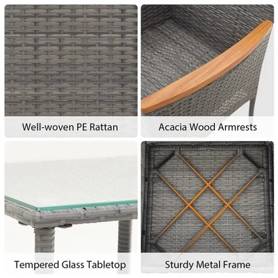 Tangkula 5 Pieces Wicker Patio Furniture Set PE Rattan Porch Chairs W/ Ottomans 9 Tangkula 5 Pieces Wicker Patio Furniture Set PE Rattan Porch Chairs W/ Ottomans - Image 7