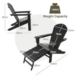 Tangkula HDPE Adirondack Chair W/Ergonomic Design&Ottoman Outdoor Lounge Armchair Chair For Yard&Patio Black 11 Tangkula HDPE Adirondack Chair W/Ergonomic Design&Ottoman Outdoor Lounge Armchair Chair For Yard&Patio Black -Tangkula GUEST 098639ff 9a92 4cd2 b8dc 402991e1afdc