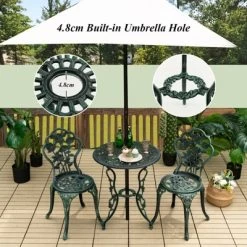Tangkula Rose Design Bistro Set Antique Aluminum Bench Patio Garden Chair For Outdoor Green -Tangkula GUEST 09a7f719 b9c7 43e8 bb37 9bdb83b41aad
